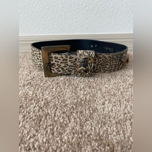 Nan Lewis | Vintage Leopard Decorative Brass Animal Wide Belt Size Small/Medium